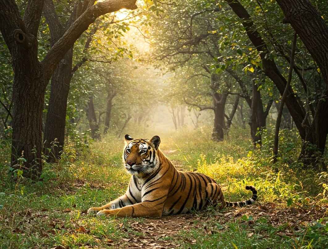 Tiger sitting in forest